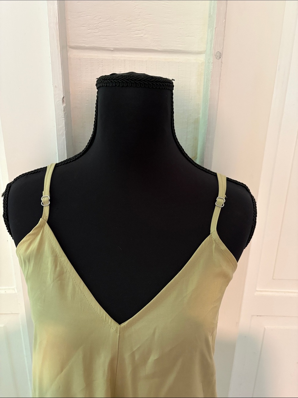 Zara Light Olive Slip Maxi Dress with Spaghetti Straps - Picture 4 of 4